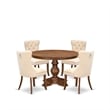 East West Furniture Ferris 5-Piece Dining Room Set in Walnut Finish