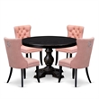 East West Furniture Ferris 5 Piece Round Kitchen Set in Black Finish