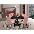 East West Furniture Ferris 5 Piece Round Kitchen Set in Black Finish