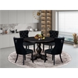 East West Furniture Ferris 5 Piece Round Kitchen Table Set in Black Finish