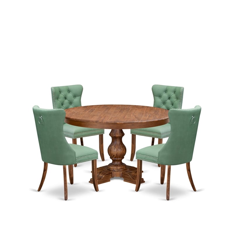 East West Furniture Ferris 5-Piece Dining Room Table Set in Walnut Finish