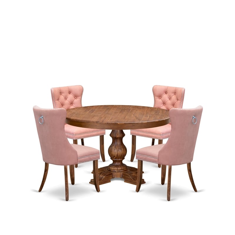 East West Furniture Ferris 5-Piece Kitchen Dining Set in Walnut Finish