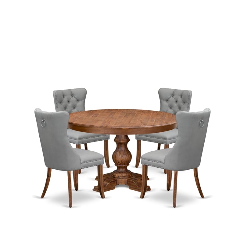 East West Furniture Ferris 5-Piece Kitchen Dining Set in Walnut Finish