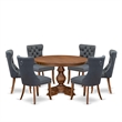 East West Furniture Ferris 7-Piece Dining Table Set in Walnut Finish