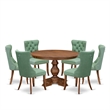 East West Furniture Ferris 7-Piece Dining Table Set in Walnut Finish
