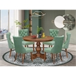 East West Furniture Ferris 7-Piece Dining Table Set in Walnut Finish