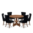 East West Furniture Ferris 7-Piece Dining Table Set in Walnut Finish