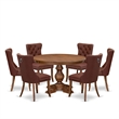 East West Furniture Ferris 7-Piece Modern Dining Table Set in Walnut Finish