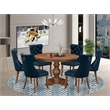 East West Furniture Ferris 7-Piece Dining Table Set in Walnut Finish