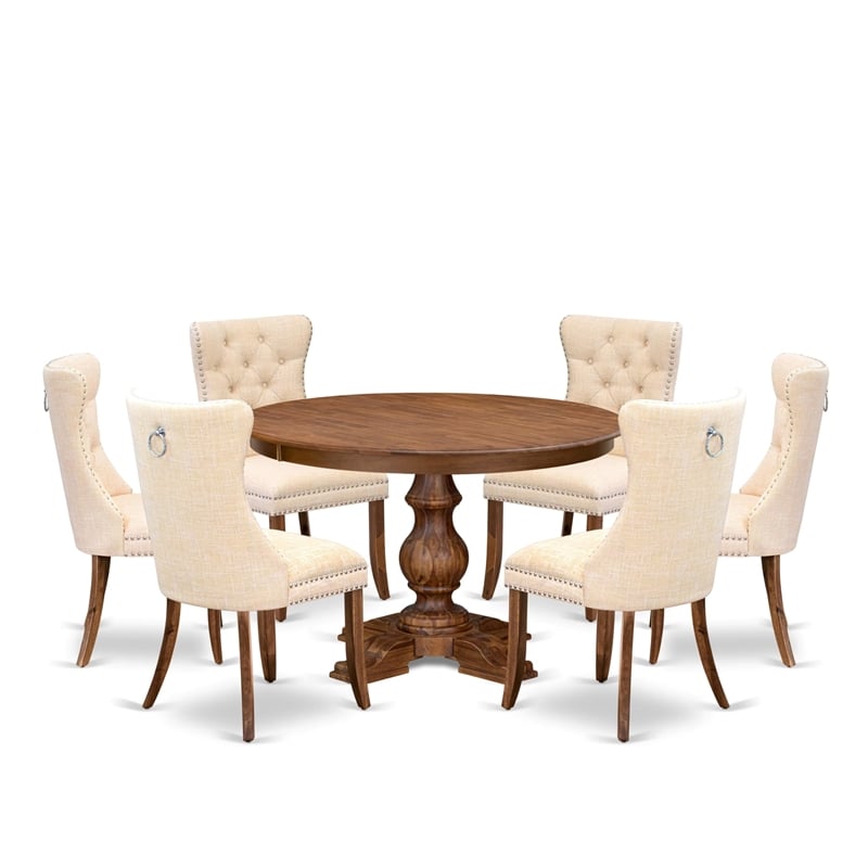 East West Furniture Ferris 7-Piece Kitchen Table Set in Walnut Finish
