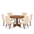 East West Furniture Ferris 7-Piece Kitchen Table Set in Walnut Finish