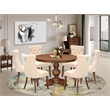 East West Furniture Ferris 7-Piece Kitchen Table Set in Walnut Finish