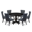 East West Furniture Ferris 7-Piece Modern Dining Table Set in Black Finish