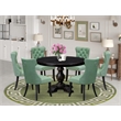 East West Furniture Ferris 7 Piece Round Dining Room Set in Black Finish