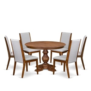 East West Furniture Ferris 7-Piece Modern Dining Table Set in Walnut Finish