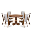 East West Furniture Ferris 7-Piece Modern Dining Table Set in Walnut Finish