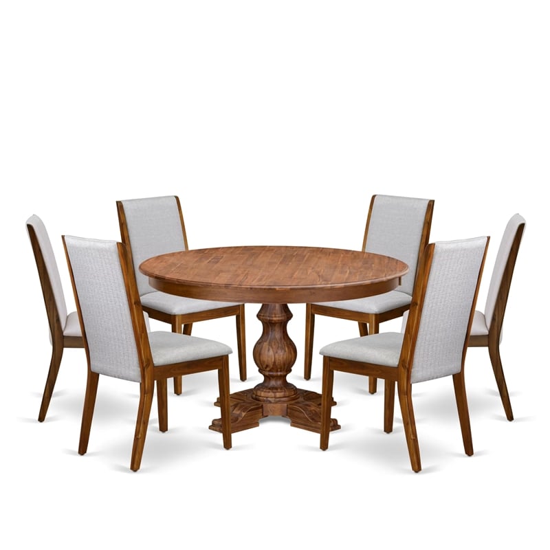 East West Furniture Ferris 7-Piece Kitchen Table Set in Walnut Finish
