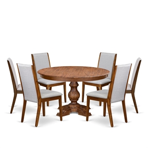 East West Furniture Ferris 7-Piece Kitchen Table Set in Walnut Finish