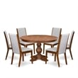 East West Furniture Ferris 7-Piece Kitchen Table Set in Walnut Finish