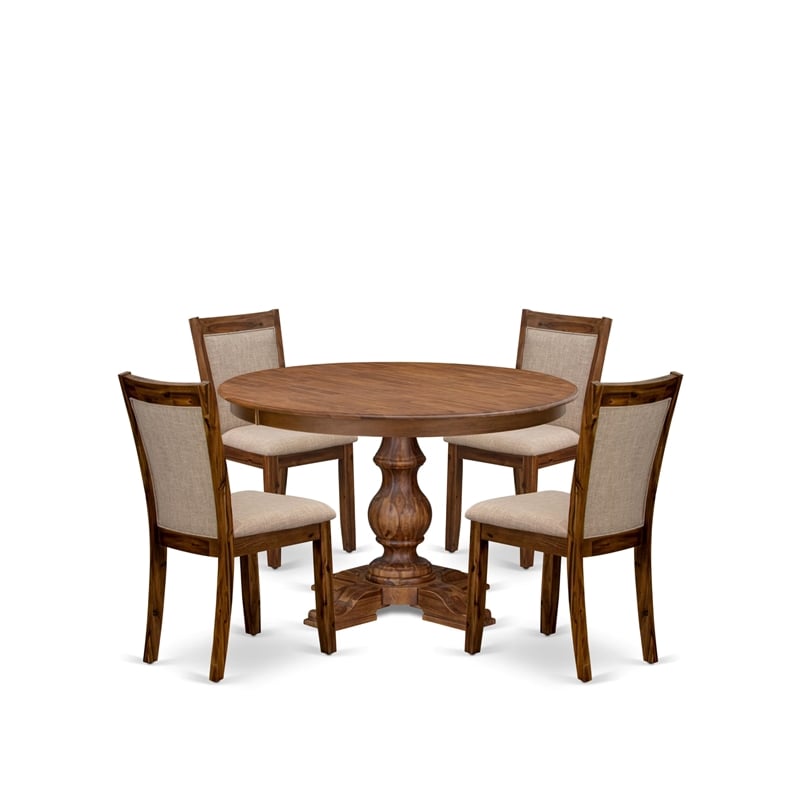 East West Furniture Ferris 5-Piece Kitchen Dining Set in Walnut Finish