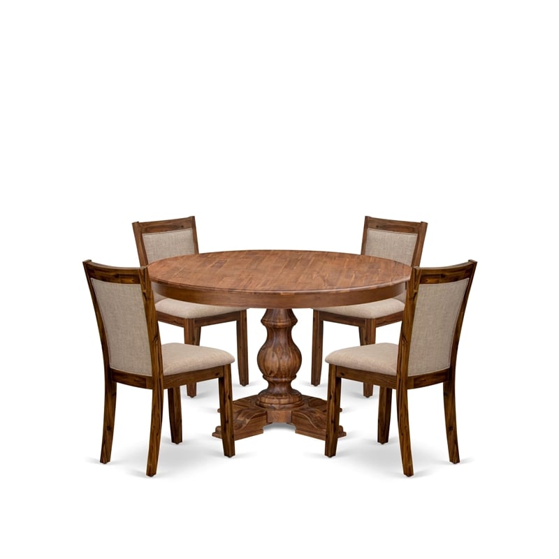 East West Furniture Ferris 5-Piece Dining Table Set in Walnut Finish
