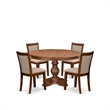 East West Furniture Ferris 5-Piece Dining Table Set in Walnut Finish
