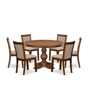 East West Furniture Ferris 7-Piece Modern Dining Table Set in Walnut Finish
