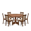 East West Furniture Ferris 7-Piece Modern Dining Table Set in Walnut Finish
