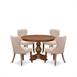 East West Furniture Ferris 5-Piece Dining Table Set in Walnut Finish