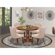 East West Furniture Ferris 5-Piece Dining Table Set in Walnut Finish