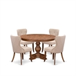 East West Furniture Ferris 5-Piece Dining Table Set in Walnut Finish