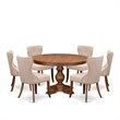 East West Furniture Ferris 7-Piece Mid-Century Kitchen Table Set in Walnut