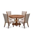 East West Furniture Ferris 5 Piece Round Dinette Set in Walnut Finish