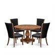 East West Furniture Ferris 5 Piece Round Kitchen Table Set in Walnut Finish