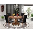 East West Furniture Ferris 5 Piece Round Kitchen Table Set in Walnut Finish