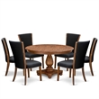 East West Furniture Ferris 7 Piece Round Dining Set in Walnut Finish