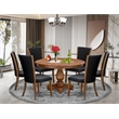 East West Furniture Ferris 7 Piece Round Dining Set in Walnut Finish