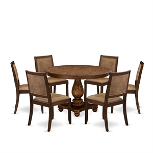 East West Furniture Ferris 7 Piece A Kitchen Table Set in Walnut Finish