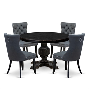 East West Furniture Ferris 5-Piece Modern Dining Set in Black Finish