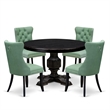 East West Furniture Ferris 5 Piece Round Kitchen Table Set in Black Finish