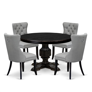 East West Furniture Ferris 5 Piece Round Dinette Set in Black Finish