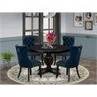 East West Furniture Ferris 5 Piece Round Kitchen Table Set in Black Finish