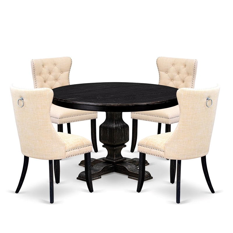 East West Furniture Ferris 5-Piece Kitchen Dining Set in Black Finish