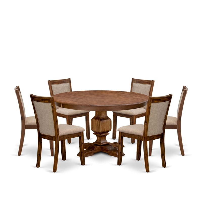 East West Furniture Ferris 7-Piece Mid-Century Kitchen Table Set in Walnut