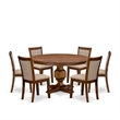 East West Furniture Ferris 7-Piece Mid-Century Kitchen Table Set in Walnut