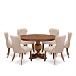 East West Furniture Ferris 7-Piece Dining Table Set in Walnut Finish