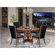 East West Furniture Ferris 5 Piece Round Dining Table Set in Walnut Finish