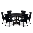 East West Furniture Ferris 7 Piece Round Dining Set in Black Finish