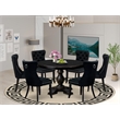 East West Furniture Ferris 7 Piece Round Dining Set in Black Finish