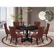 East West Furniture Ferris 7 Piece Round Dining Room Set in Black Finish